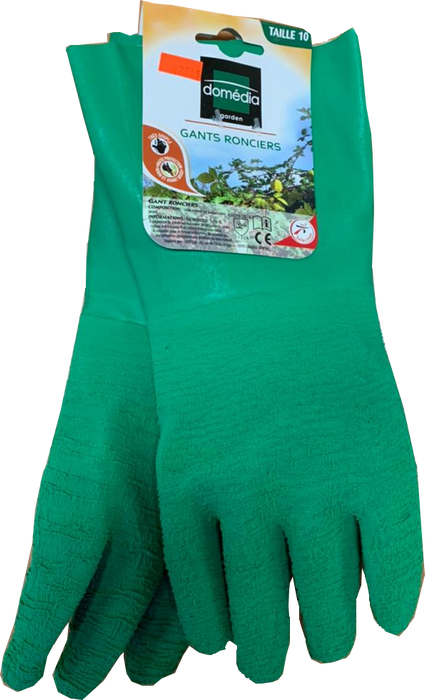 Domedia Large Bramble Gardening Gloves, Size 10, Full Green, 2 pcs