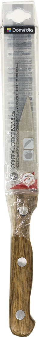 Domedia Stainless Steel Paring Knife with Wooden Handle, 8 cm