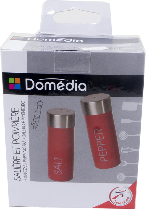 Domedia Stainless Steel Salt & Pepper Dispenser, Red, 2 ct
