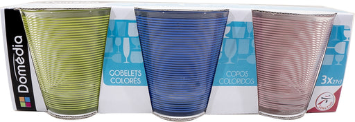 Domedia 27 cl Colored Glass Cups, Multicolor, 3 ct