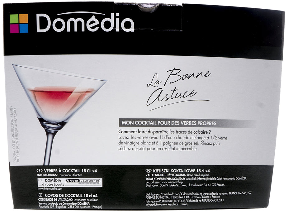 Domedia 18 cl Cristal Clear Cocktail Glasses, 4 ct