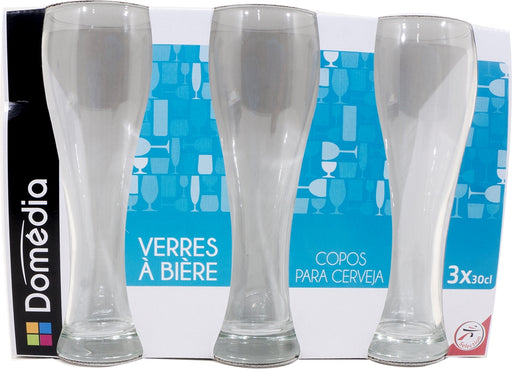 Domedia 30 cl Cristal Clear Weizen Beer Glasses, 3 ct