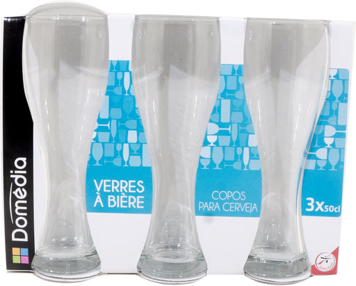 Domedia 50 cl Cristal Clear Weizen Beer Glasses, 3 ct