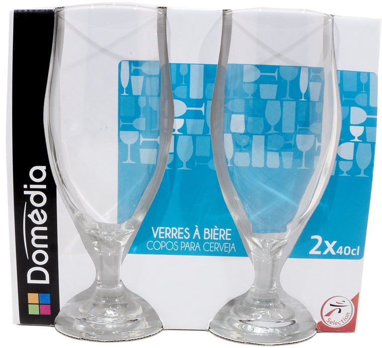 Domedia 40 cl Cristal Clear Footed Pilsner Glasses, 2 ct