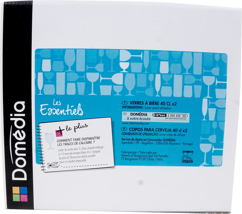 Domedia 40 cl Cristal Clear Footed Pilsner Glasses, 2 ct