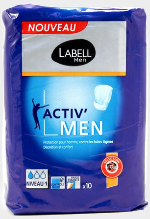 Labell Activ Men Incontinence Protection, Level 1, 10 ct