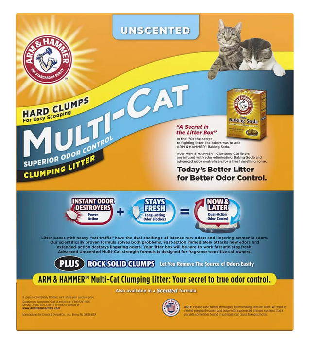 Arm & Hammer Multi-Cat Unscented Clumpling Litter , 40 lbs