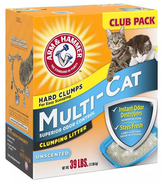Arm & Hammer Multi Cat Unscented Cat Litter, 39 lbs