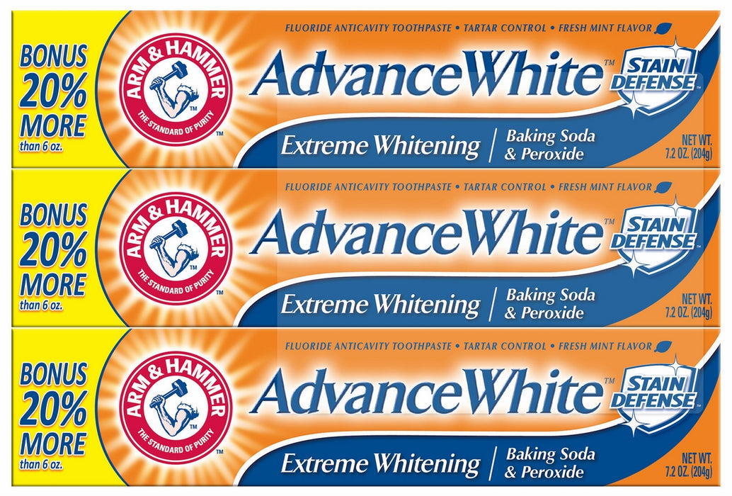 Arm & Hammer Advance White Toothpaste, Extreme Whitening Value Pack, 3 x 7.2 oz