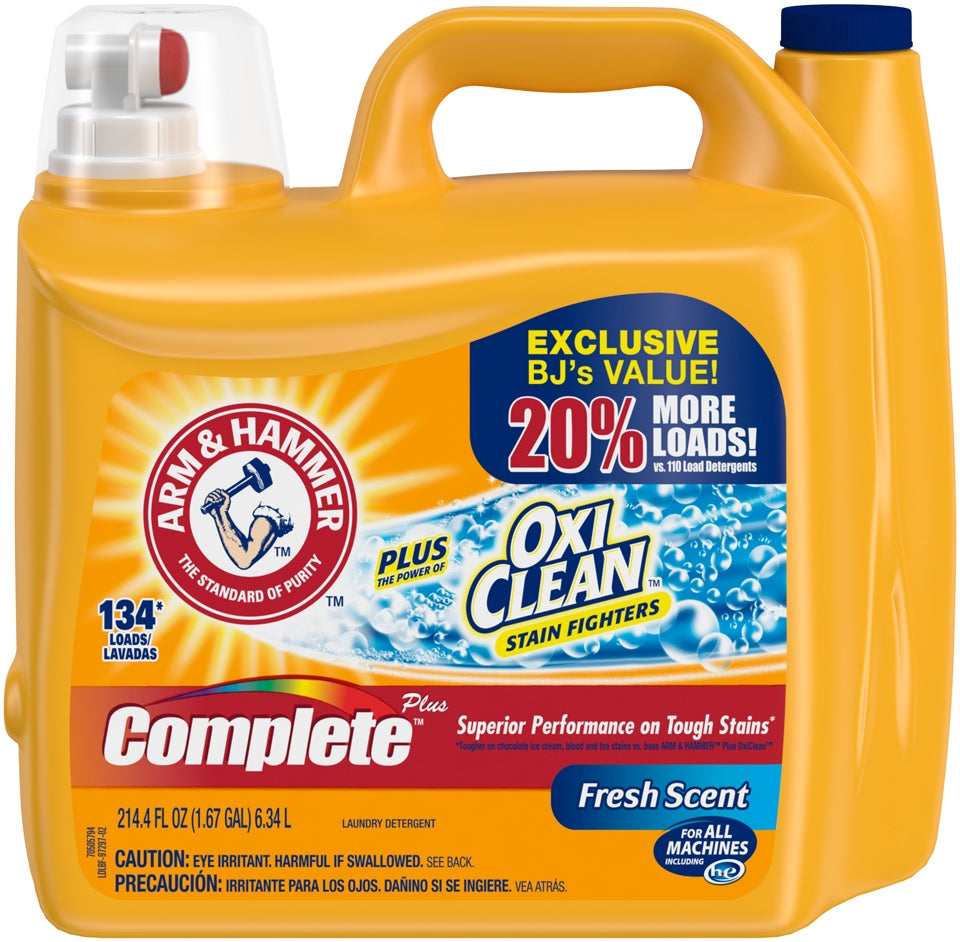 Arm & Hammer Complete Oxi Clean Laundry Detergent, Fresh Scent, 6.34 L