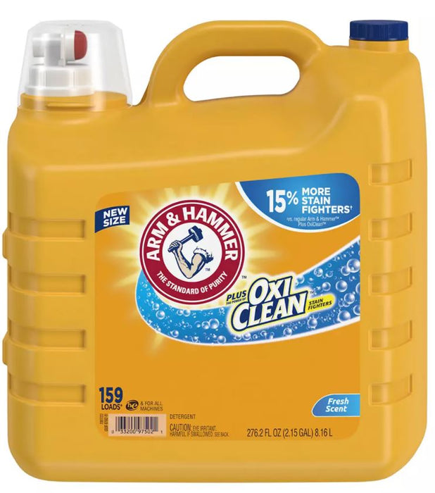 Arm & Hammer Plus Oxi Clean Liquid Laundry Detergent, Fresh Scent, 276.2 oz