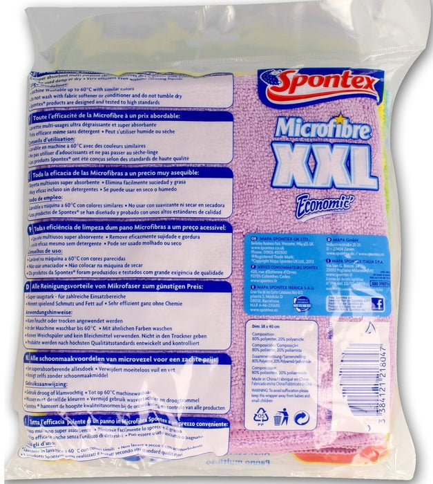 Spontex Microfibre XXL Cloths Value Pack, 5 ct