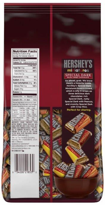 Hershey's Miniatures Special Dark Chocolate, 48 oz