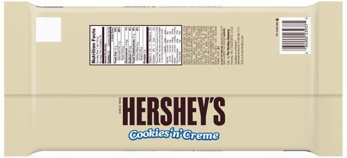 Hershey's Cookies 'n' Cream Chocolate Full Size Bars, 10 x 1.55 oz