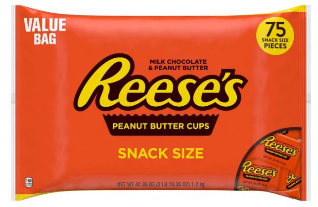 Reese's Milk Chocolate Peanut Butter Snack Size Cups, Value Pack, 75 pcs, 42.35 oz