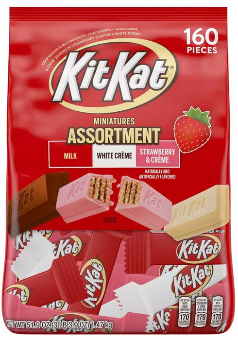 Kit Kat Miniatures Assortment Chocolates, Variety Pack, 160 Pieces, 51.9 oz