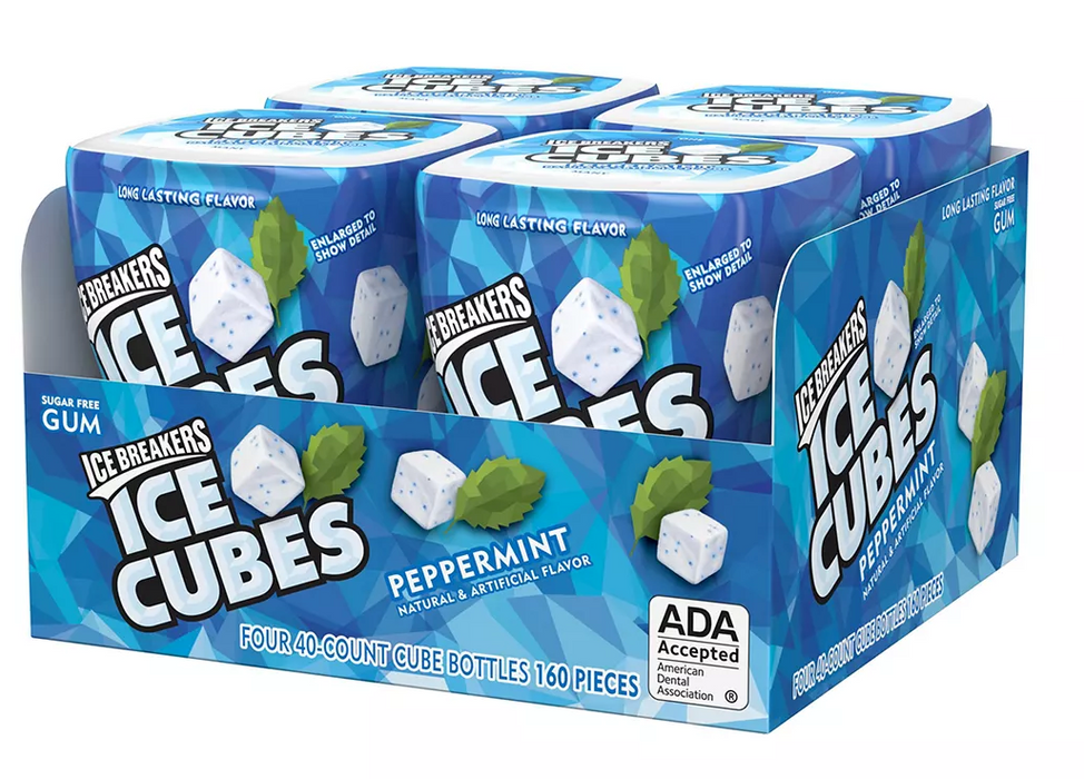 Ice Breakers Ice Cubes Peppermint Sugar-Free Chewing Gum, 4-Pack, 4 ct