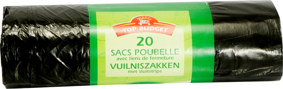 Top Budget Vuilniszakken met Sluitstrips, 100 L, 20 ct