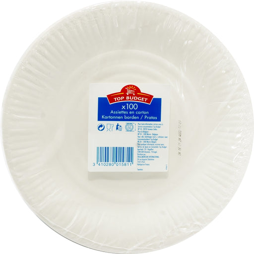 Top Budget Carton Paper Plates, 100 ct