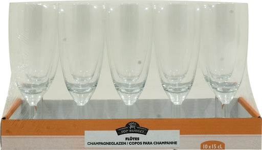 Top Budget Champagne Glasses Value-Pack, 10 x 15 cl