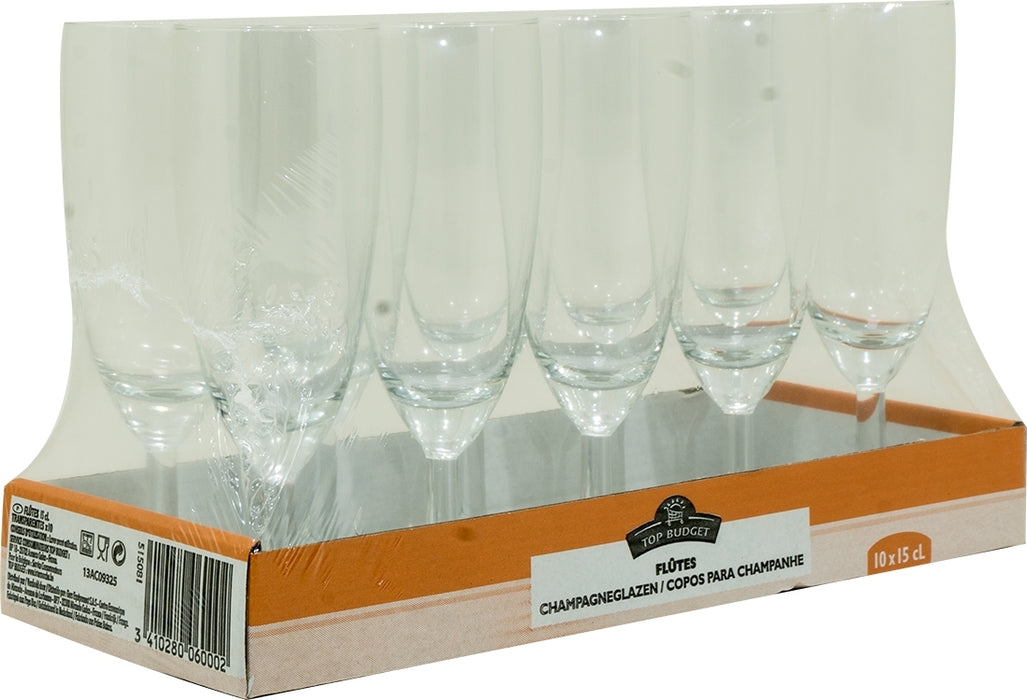 Top Budget Champagne Glasses Value-Pack, 10 x 15 cl