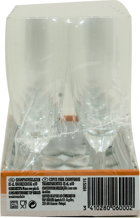 Top Budget Champagne Glasses Value-Pack, 10 x 15 cl