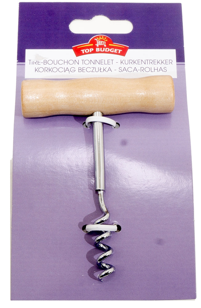 Top Budget Corkscrew with Wooden Handle, 