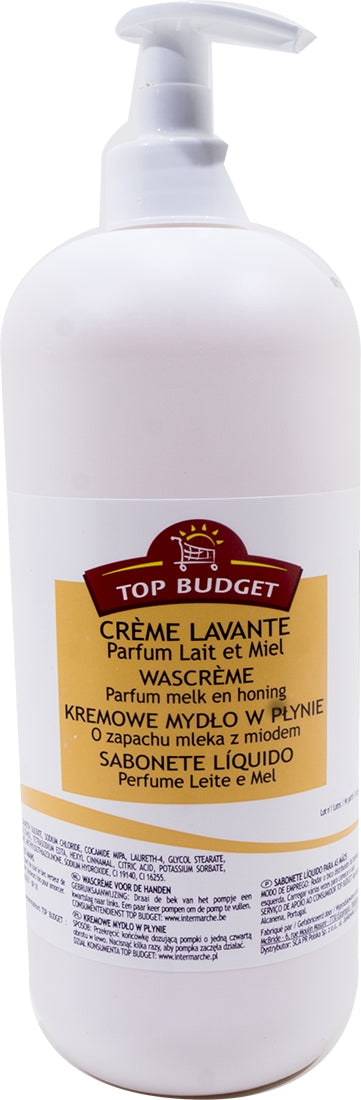 Top Budget Liquid Hand Soap, Milk and Honey, 750 ml