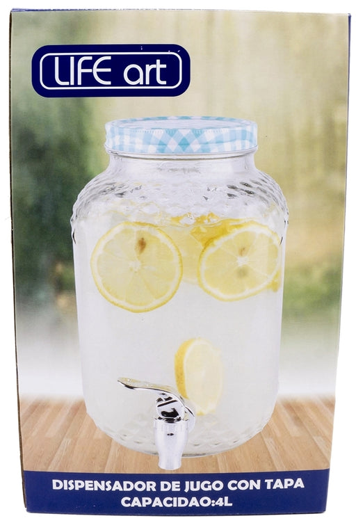 Life Art Small Glass Juice Dispenser , 4 L