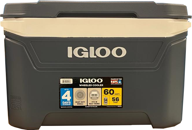 Igloo Wheeled Cooler 60 QT, Blue/White , 1 pc