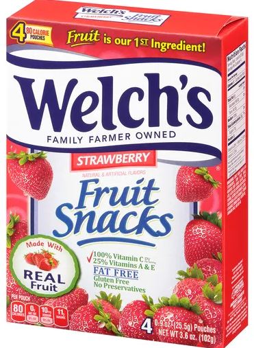 Welch's Strawberry Fruit Snacks , 4 x 0.9 oz