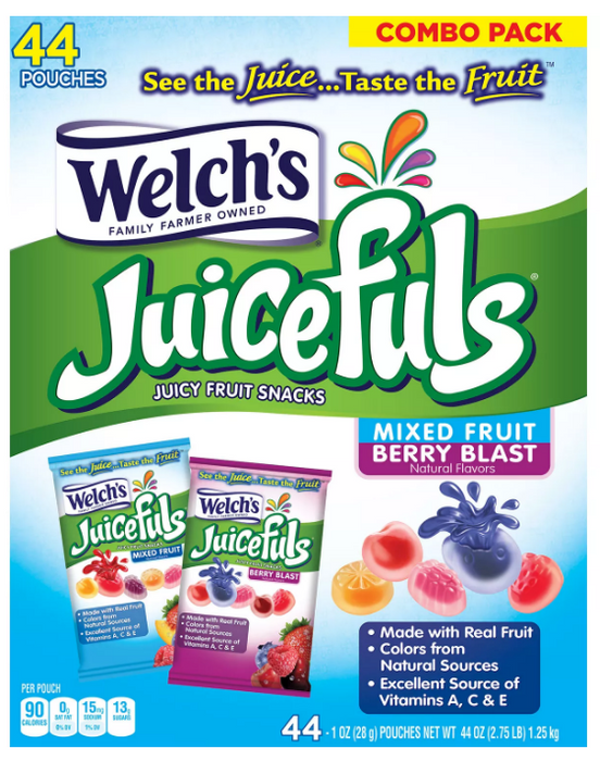 Welch's Juicefuls Fruit Snacks, Berry Blast & Mixed Fruit , 44 ct