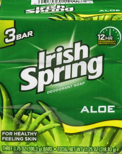 Irish Spring Deodorant Soap Bars, Aloe, 3 x 3.75 oz