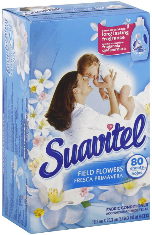 Suavitel Fabric Conditioner Sheets, Field Flowers, 80 ct