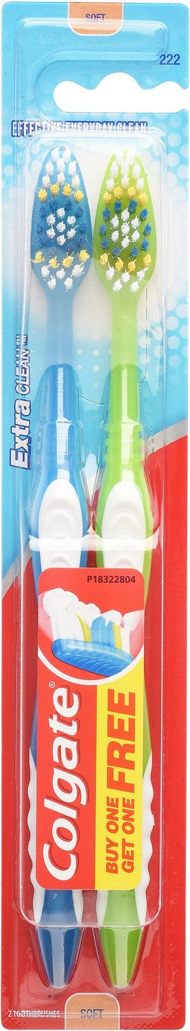 Colgate Extra Clean Soft Bristle Toothbrushes, 2 pcs
