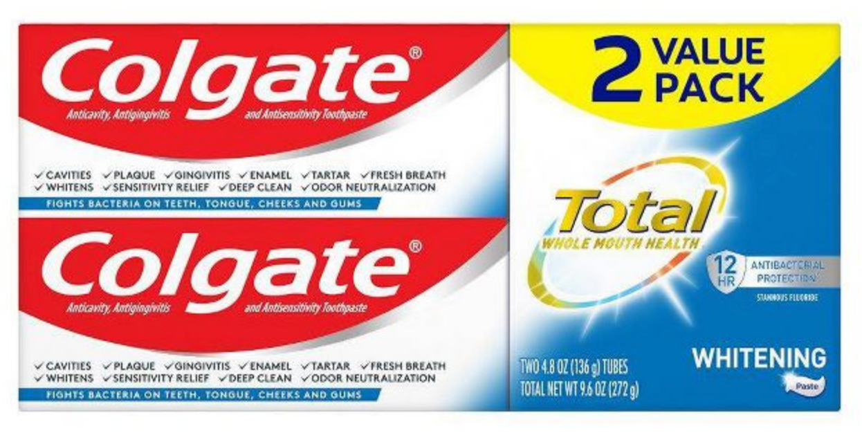 Colgate Total Whitening Past Toothpaste, 2-Pack , 2 x 4.8 oz