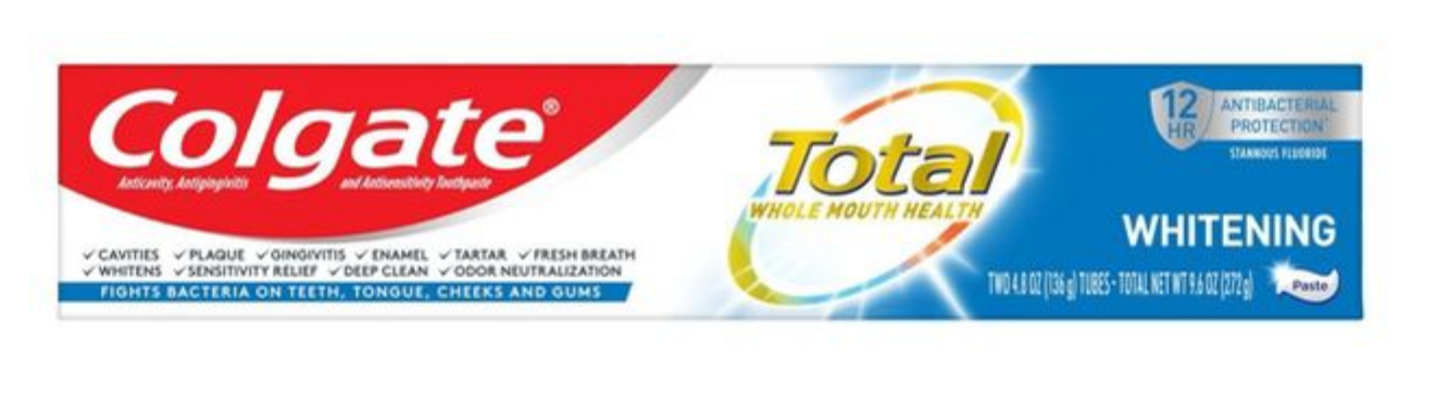 Colgate Total Whitening Past Toothpaste, 2-Pack , 2 x 4.8 oz