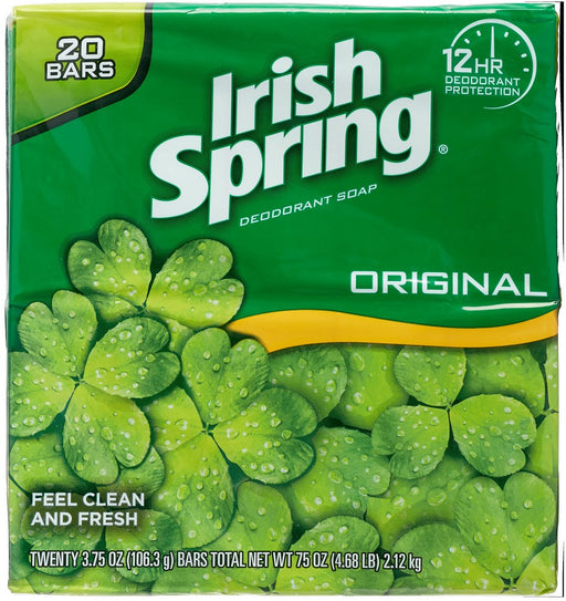 Irish Spring Deodorant Soap Value Pack, Original, 20 x 3.75 oz