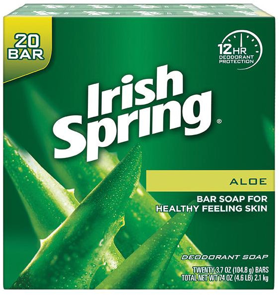 Irish Spring Aloe Soap Bars, 20 x 3.7 oz