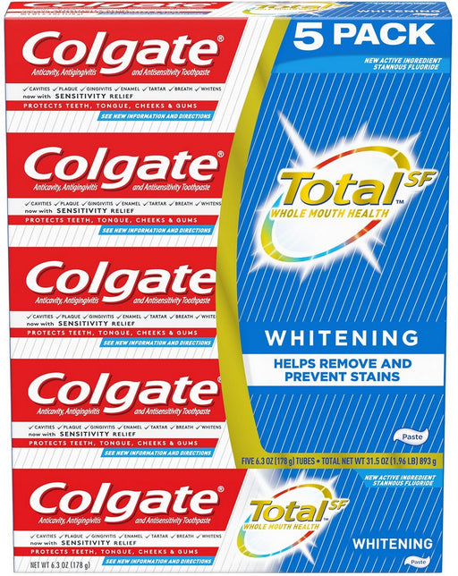 Colgate Total Whitening Toothpaste, Value Pack, 5 x  6.3 oz
