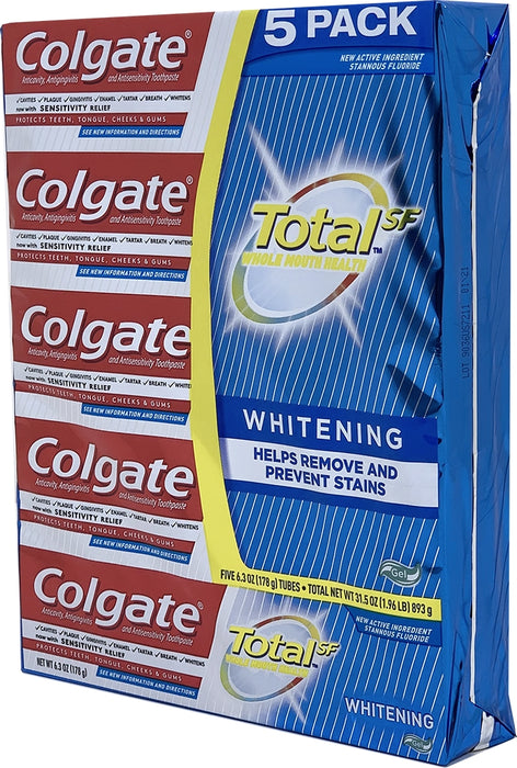 Colgate Total Whitening Gel Toothpaste, Value Pack, 5 x  6.3 oz