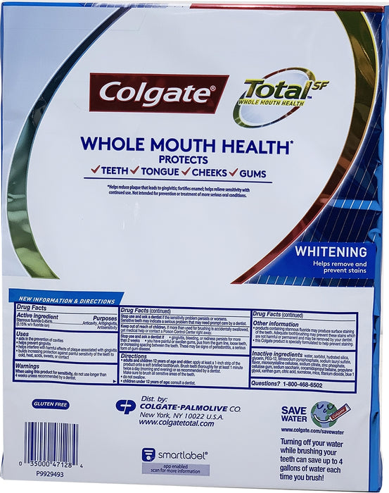 Colgate Total Whitening Gel Toothpaste, Value Pack, 5 x  6.3 oz