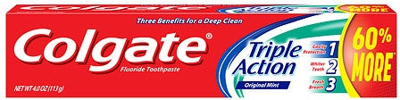 Colgate Toothpaste, Triple Action, 4 oz