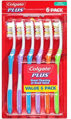 Colgate Toothbrush, Plus, Value 6-Pack, 6 ct