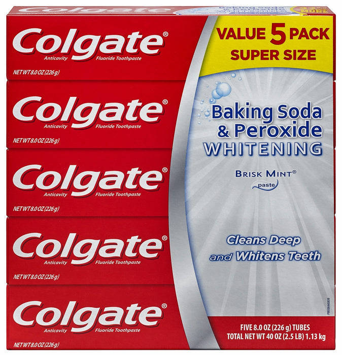 Colgate Toothpaste, Baking Soda, Value 5-Pack, 5 x 8 oz