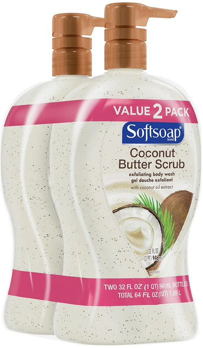 Softsoap Coconut Butter Scrub Body Wash, 2-Pack, 2 x 32 oz