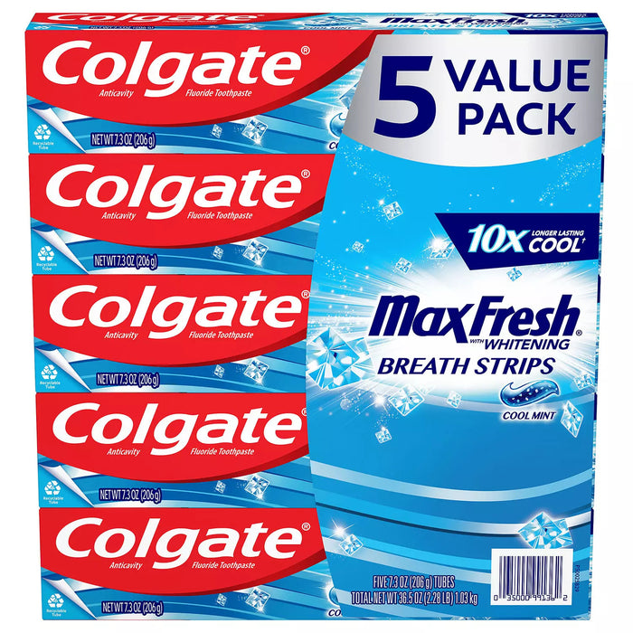 Colgate Max Fresh Toothpaste, Cool Mint, 5-Pack, 5 x 7.3 oz