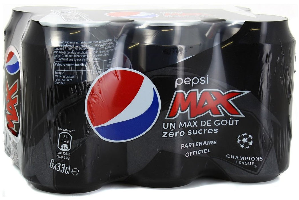 Pepsi Max Zero Sugar 6-Pack Cans, 6 x 330 ml