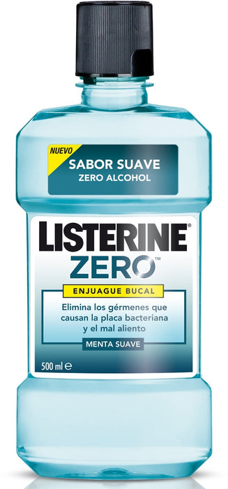 Listerine Zero Alcohol Mouthwash, Soft Mint, 500 ml