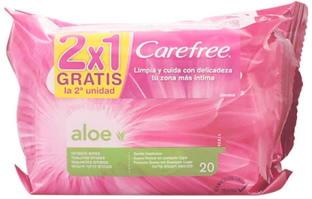 Carefree Aloe Intimate Wipes, Value Pack, 2 x 20 ct